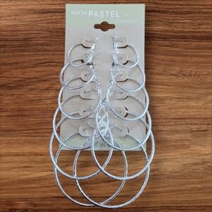 Pastels Clothing Silver Textured Hoop Earring Set - Multi Pair